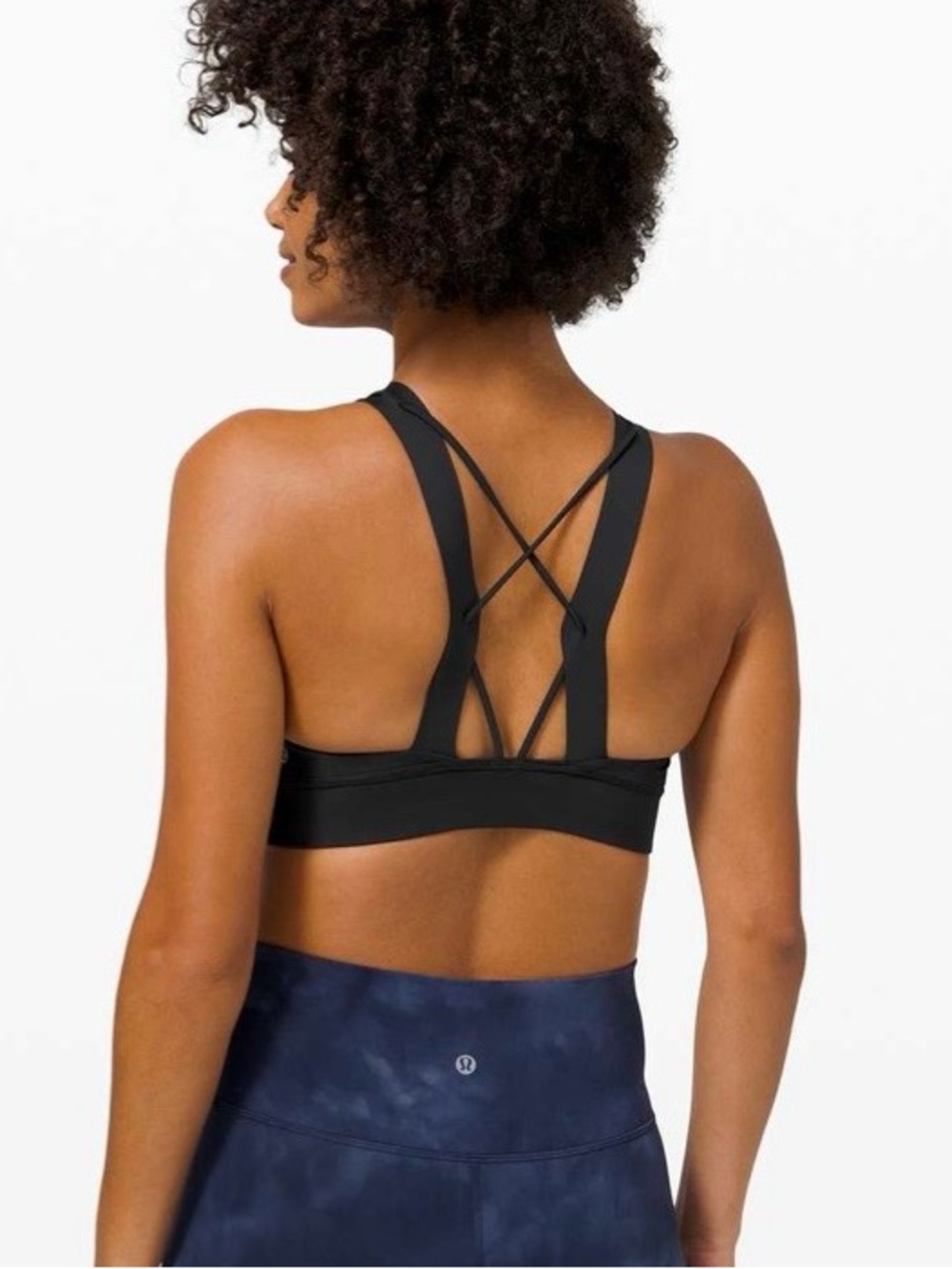 lululemon athletica Strong At Heart Black Strappy Crisscross Sports Bra Size 4